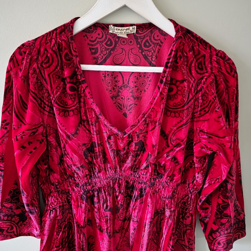 Energe M Vintage Y2K Whimsigoth Dark Romantic Fairy Grunge Velvet Babydoll Tunic - Picture 7 of 14